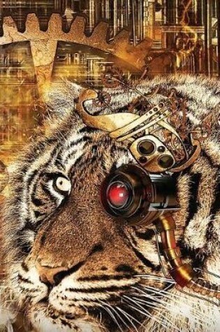 Cover of Steampunk Tiger Composition Notebook, 4x4 Quad Rule Graph Paper