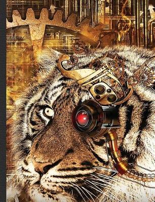 Book cover for Steampunk Tiger Composition Notebook, 4x4 Quad Rule Graph Paper