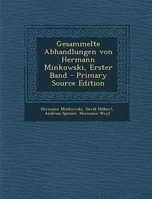 Book cover for Gesammelte Abhandlungen Von Hermann Minkowski, Erster Band