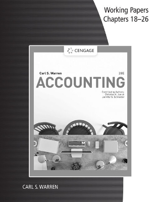 Book cover for Working Papers, Chapters 18-26 for Warren/Jonick/Schneider's  Accounting, 28th