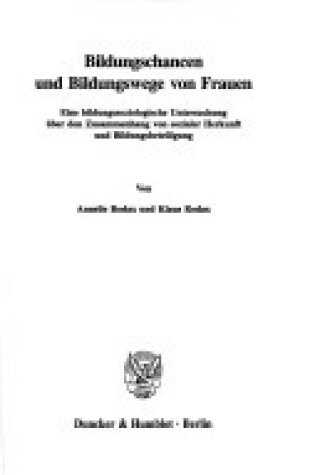 Cover of Bildungschancen Und Bildungswege Von Frauen