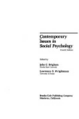 Cover of Contemporary Issues in Social Psychology