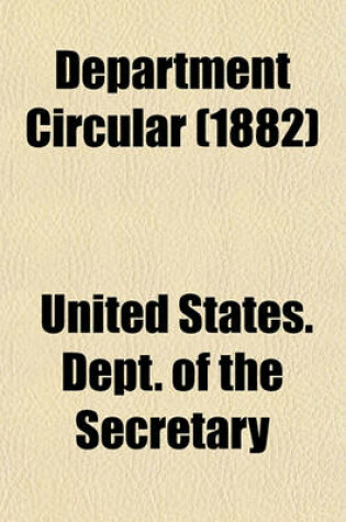 Cover of Department Circular (1882)