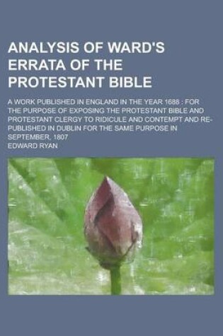 Cover of Analysis of Ward's Errata of the Protestant Bible; A Work Published in England in the Year 1688