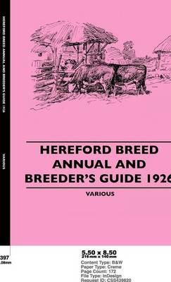 Book cover for Hereford Breed Annual And Breeder's Guide 1926