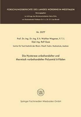 Book cover for Die Hysterese Unbehandelter Und Thermisch Vorbehandelter Polyamid 6-Faden