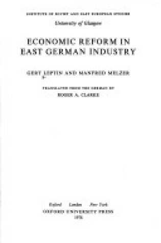 Cover of Economic Reform in East Germany