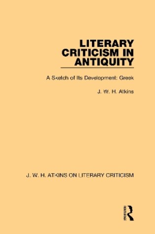 Cover of Literary Criticism in Antiquity