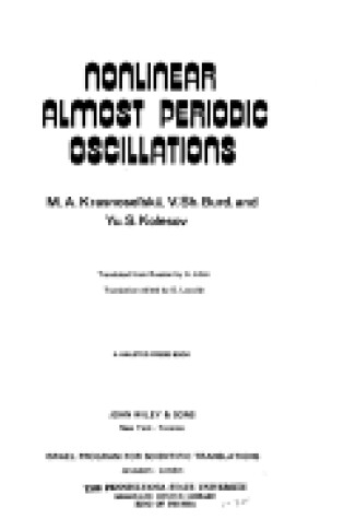 Cover of Nonlinear Almost Periodic Oscillations