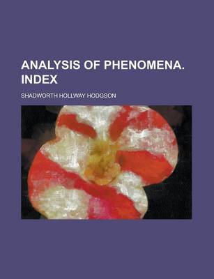 Book cover for Analysis of Phenomena. Index