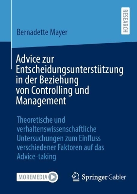 Book cover for Advice zur Entscheidungsunterstützung in der Beziehung von Controlling und Management