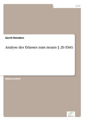 Book cover for Analyse des Erlasses zum neuen  2b EStG