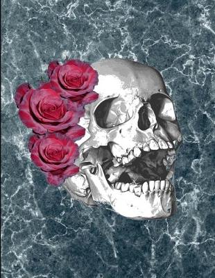 Book cover for Skull Red Roses Blue Marble Notebook Journal 150 Page College Ruled Pages 8.5 X 11