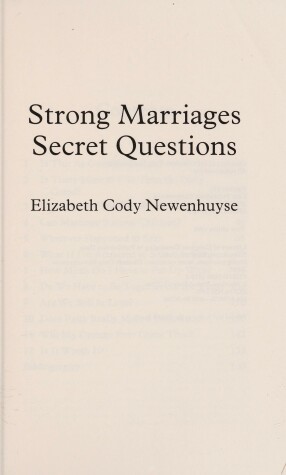 Book cover for Strong Marriages, Secret Questions