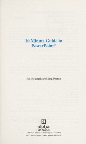 Cover of 10 Minute Guide to PowerPoint