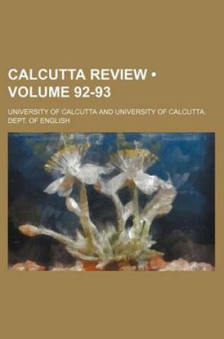 Cover of Calcutta Review (Volume 92-93)