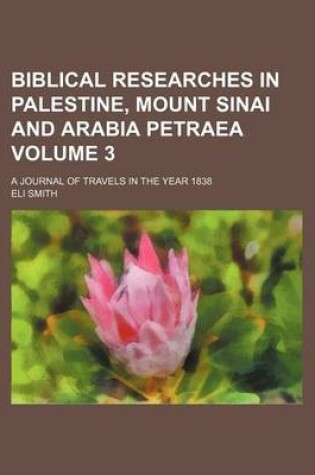 Cover of Biblical Researches in Palestine, Mount Sinai and Arabia Petraea Volume 3; A Journal of Travels in the Year 1838