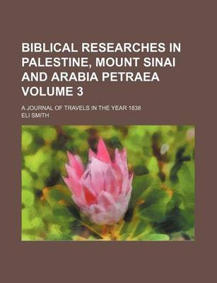 Book cover for Biblical Researches in Palestine, Mount Sinai and Arabia Petraea Volume 3; A Journal of Travels in the Year 1838