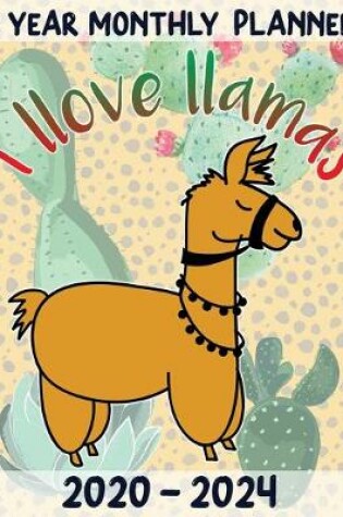 Cover of 5 Year Monthly Planner 2020-2024 - I llove llamas