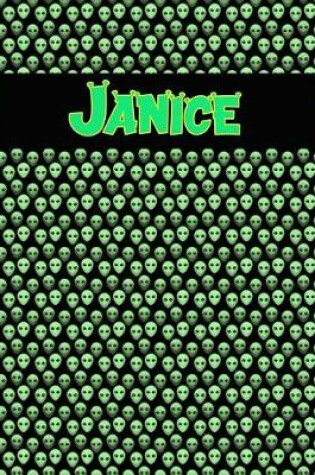 Cover of 120 Page Handwriting Practice Book with Green Alien Cover Janice