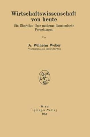 Cover of Wirtschaftswissenschaft Von Heute