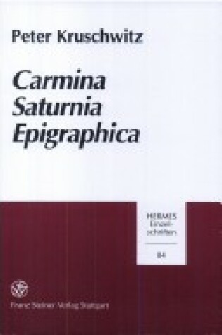 Cover of Carmina Saturnia Epigraphica