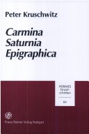 Cover of Carmina Saturnia Epigraphica