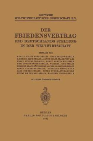 Cover of Der Friedensvertrag Und Deutschlands Stellung in Der Weltwirtschaft