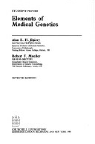 Cover of Elements of Medical Genetics