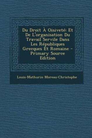 Cover of Du Droit a Oisivete