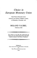 Book cover for Choice in European Monetary Union