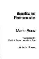Book cover for Acoustics and Electroacoustics