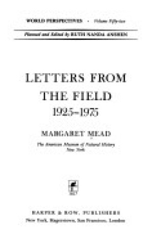 Cover of Letters from the Field, 1925-1975