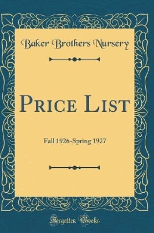 Cover of Price List