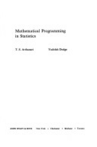 Cover of Mathematical Programming in Statistics