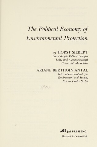 Cover of Political Economy of Environmental Protection