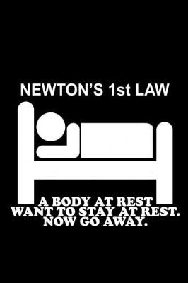 Book cover for Newton's 1st Law. A Body at rest wants to stay at rest. Now go away.