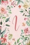 Book cover for Notebook 6"x9" - Initial I - Pink Green Floral Design