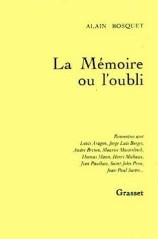 Cover of La Memoire Ou L'Oubli