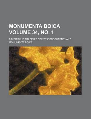 Book cover for Monumenta Boica Volume 34, No. 1