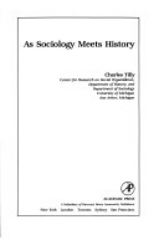 Cover of As Sociology Meets History