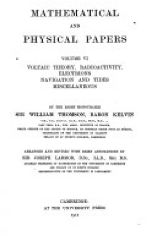 Cover of Mathematical Physical Papers 6