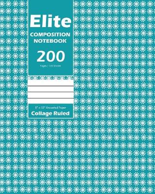 Book cover for Elite Composition Notebook, Collage Ruled 8 x 10 Inch, Large 100 Sheet, Royal Blue Cover