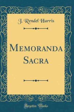 Cover of Memoranda Sacra (Classic Reprint)