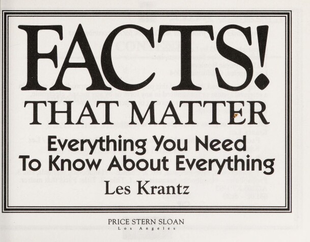 Book cover for Facts That Matter