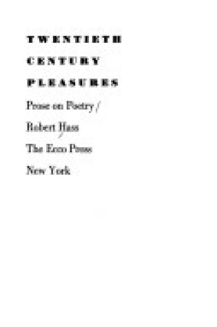 Cover of Twentieth Century Pleasures