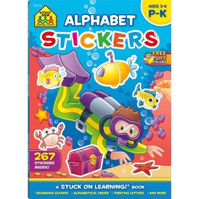 Book cover for School Zone Alphabet Stickers Workbook