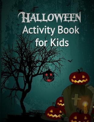 Book cover for halloween activity book for Kids