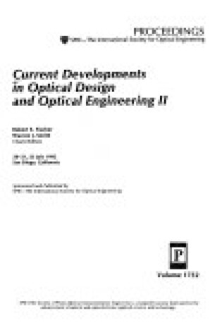 Cover of Current Developments In Optical Design & Optical