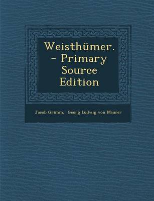 Book cover for Weisthumer. - Primary Source Edition